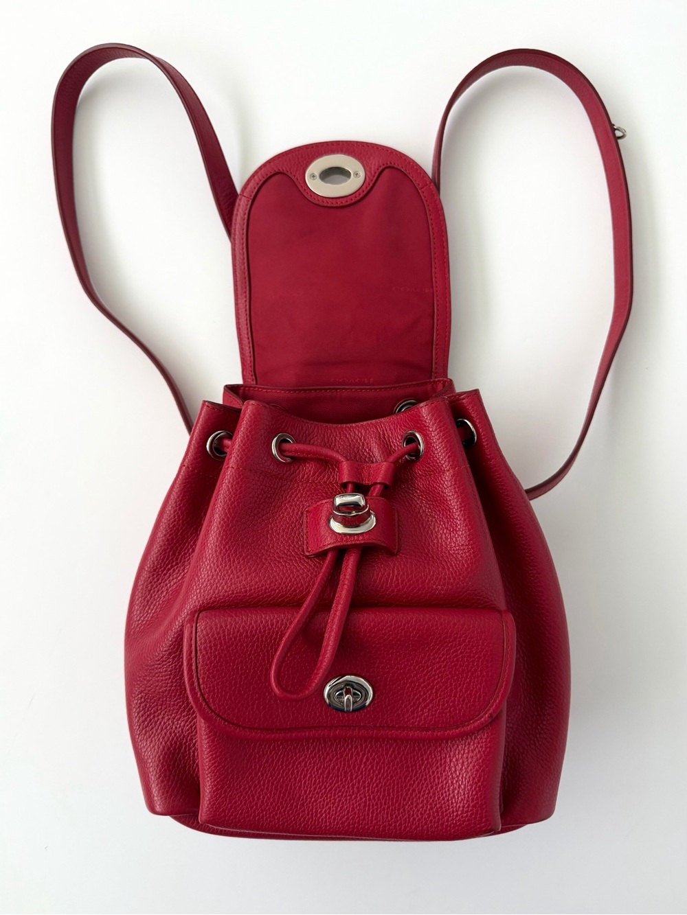 Coach Red Mini Turnlock Rucksack Backpack - Picture 2 of 11
